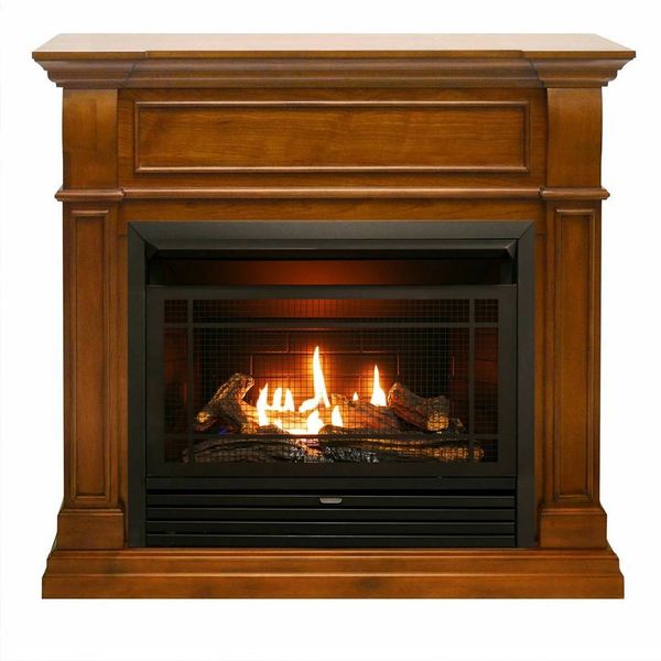 Duluth Forge Dual Fuel Ventless Gas Fireplace With Mantel - 26,000 Btu, Remote DFS-300R-4AS